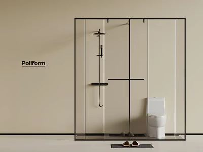 Poliform Modern Shower Sauna Interior With Glass Enclosure And Toilet Design 3d model