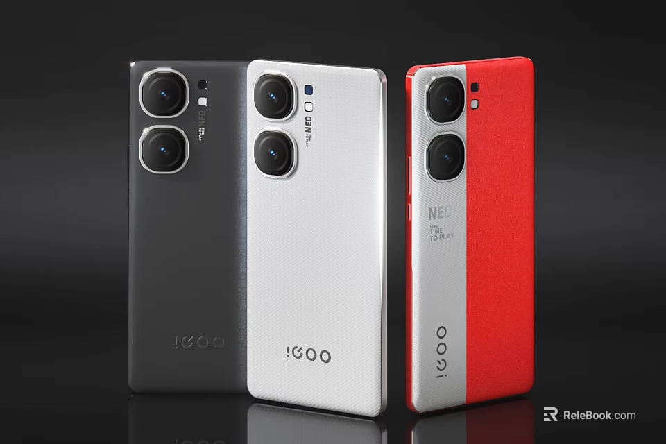 iQOO Smartphones In Black Silver And Red Colors 3d model 