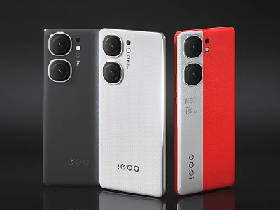 iQOO Smartphones In Black Silver And Red Colors 3d model