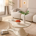 Modern White Sofa and Coffee Table Set with Strawberries Green Plant and Vase in Interior