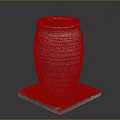 Textured Striped Pottery Jar On Square Base Against Dark Background 3d model