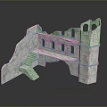 Modern Decorative Stone Ruins Model With Stairs Arches And Tower 3d model
