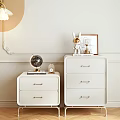 White Bedside Tables With Gold Legs Globe Alarm Clock And Rabbit Decor