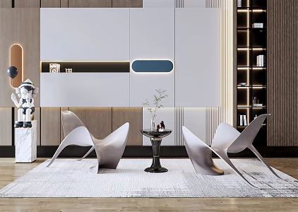 Modern leisure table and chair combination leisure chair 3d model