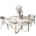 Modern Dining Table and Chair Combination 3d model
