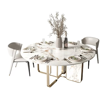 Modern Dining Table and Chair Combination 3d model
