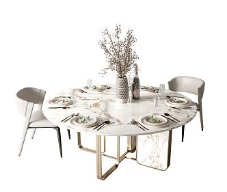 Modern Dining Table and Chair Combination 3d model