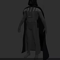 Sci Fi Character with Black Helmet Yellow Eyes Black Cape and Chest Control Panel