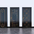 Black Swing Doors With Golden Decorative Patterns And Various Designs For Home