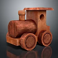 Handcrafted Wooden Toy Train With Wood Grain Details Round Wheels And Small Chimney