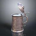 Classic Silver Goblet With Decorative Lid Handle And Dark Background Reflection 3d model