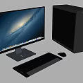 Sleek Black Modern Desktop Computer Setup With Monitor Keyboard And Mouse