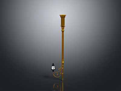 Elegant Gold Floor Lamp With Decorative Stand And Lantern Shade 3d model