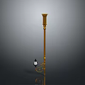 Elegant Gold Floor Lamp With Decorative Stand And Lantern Shade