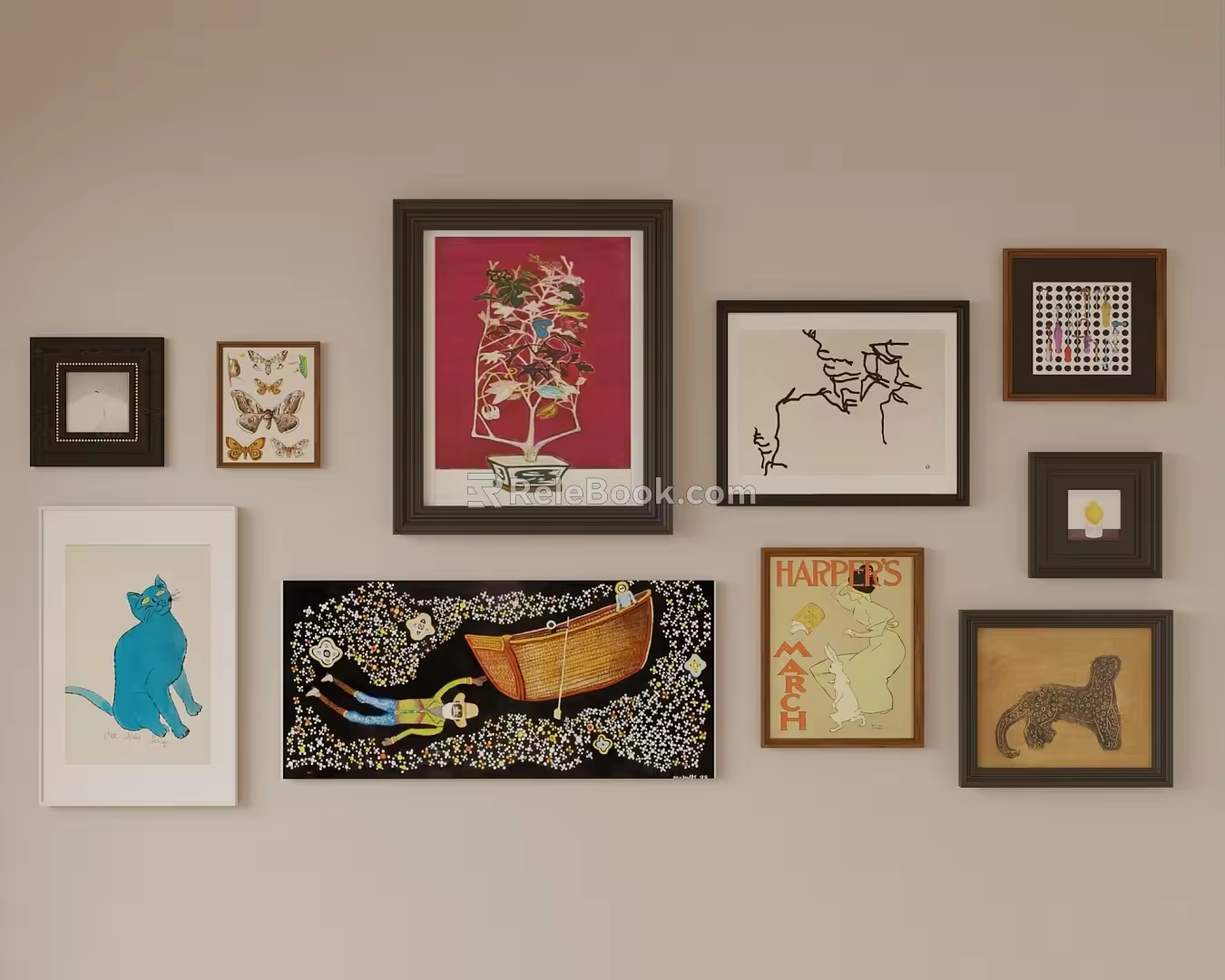 Middle-ancient style decorative painting combination 3d model