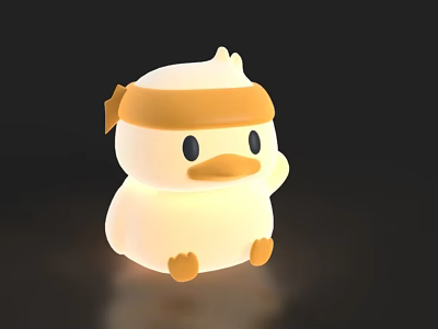 Cute Cartoon Duck Night Light With Orange Headband Glowing Soft Light For Kids Room 3d model
