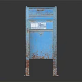 Blue Vintage Mailbox With Rusty Metal Body And Classic Standing Design
