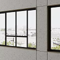 Casement Windows Installed On Grey Concrete Wall With Urban View And Greenery