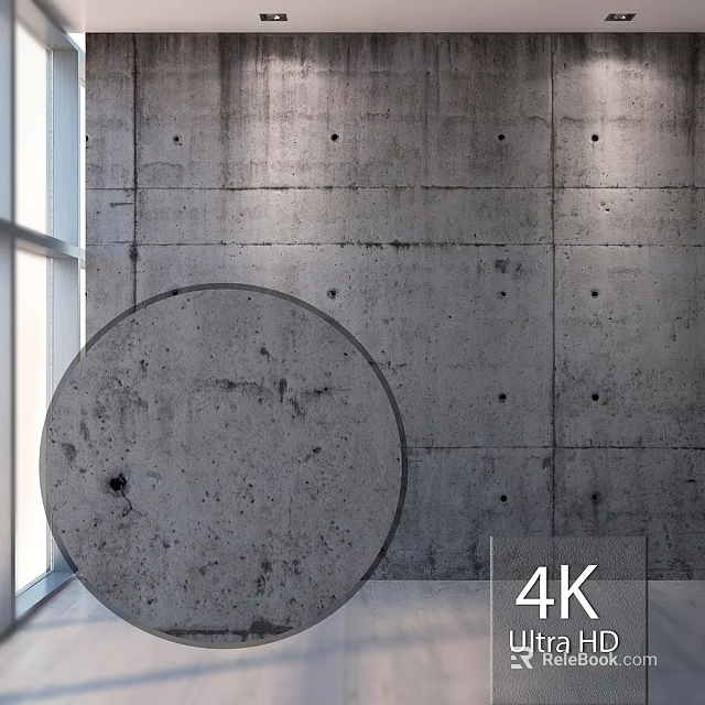 Concrete Circular Component on Textured Wall with Windows and 4K Detail 3d model