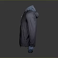 Gray Hooded Jacket With Blue Patterned Lining And Zipper For Casual Daily Wear
