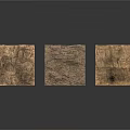 Natural Stone Wood Decorative Pieces With Rustic Texture And Irregular Shapes 3d model