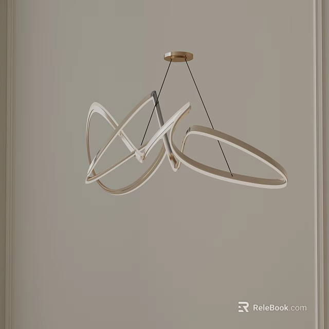 Modern Minimalist Chandelier with Sleek Curved Loop Design Hanging from Ceiling 3d model