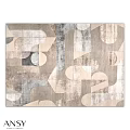 Square Area Rug With Abstract Geometric Patterns In Beige Gray Tones