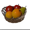 Wicker Fruit Basket Filled With Red Apples Oranges And Pears
