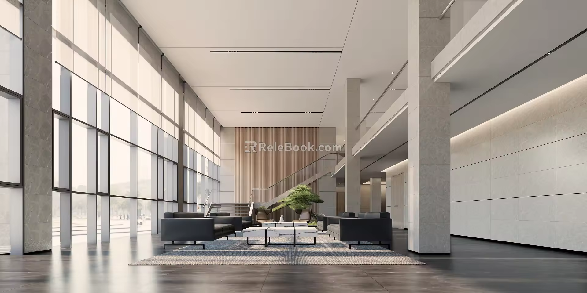Modern Hall Office Lobby Hotel Lobby Public Space Second Floor Space 3d model