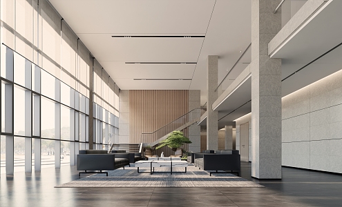 Modern Hall Office Lobby Hotel Lobby Public Space Second Floor Space 3d model