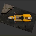 Yellow Scooter Motorcycle With No Parking Sign On Display Platform