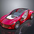 Red Futuristic Concept Car With Sleek Design Transparent Roof And Open Doors