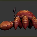 Vibrant Red Aquatic Crab With Sharp Claws Multiple Legs And Striking Appearance 3d model