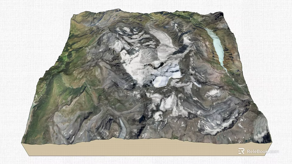 Garden Landscape Design With Mountain Terrain Green Vegetation And Natural Lake 3d model 