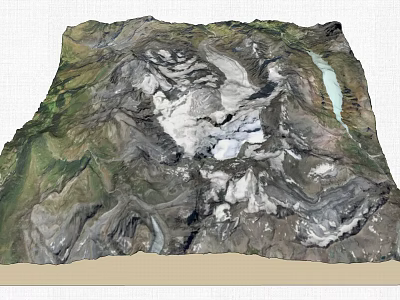 Garden Landscape Design With Mountain Terrain Green Vegetation And Natural Lake 3d model