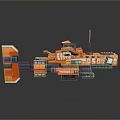 Orange Pixel Art Sci Fi Weapon With Detailed Tech Components And Modern Design 3d model