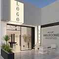 Modern Clothing Store Exterior With Logo Signage Welcome Display Mannequins Tables And Plants