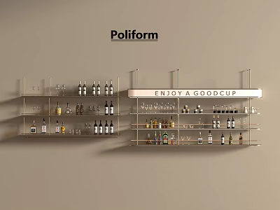 Modern Poliform Wine Rack With Wine Bottles Glasses And Enjoy A Good Cup 3d model