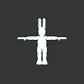 Yellow Rabbit Character With Extended Arms And Scary Grin Design