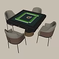 Modern Entertainment Table With Green Felt Surface Circular Center And Four Light Gray Armchairs