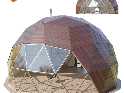 Premium Wooden Geodesic Garden Dome Shelter With Transparent Glass Panels For Backyard Horticulture Leisure 3d model