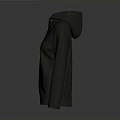 Black Hooded Jacket With Full Zipper And Comfortable Casual Design 3d model