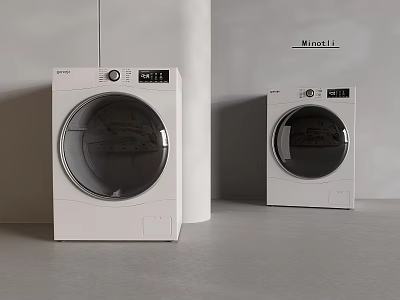 Two Midea White Front Load Washing Machines With Modern Stylish Design 3d model