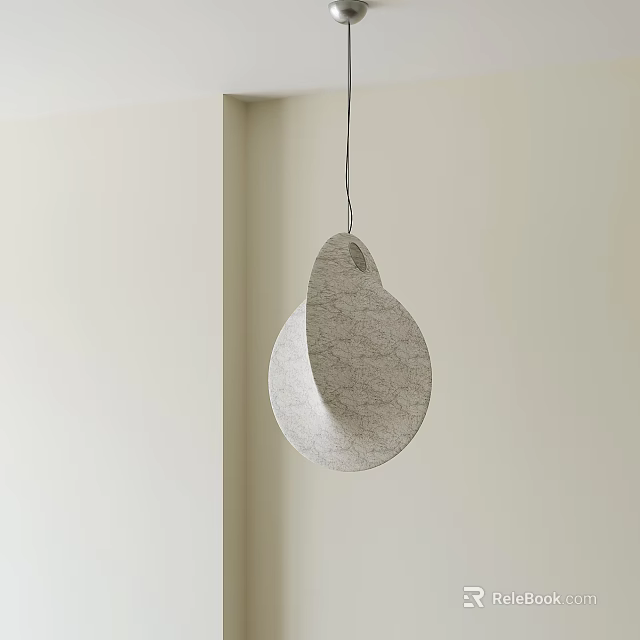 Modern Textured Fabric Pendant Light With Unique Double Circle Shape For Minimalist Interior 3d model