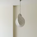 Modern Textured Fabric Pendant Light With Unique Double Circle Shape For Minimalist Interior 3d model
