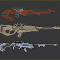 Futuristic Sci Fi Weapons with Different Color Designs and Advanced Mechanical Structures 3d model