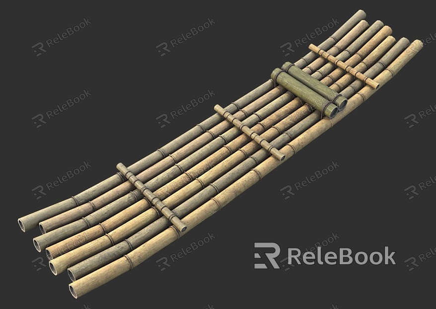 PBR Next Generation Bamboo Raft Bamboo Raft Boat Fishing Boat Boat Raft Boat Fishing Boat Breaking Boat Water Vehicle Scene Material model