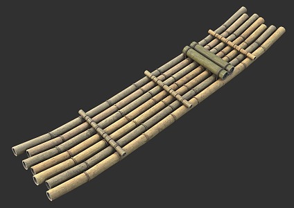 PBR Next Generation Bamboo Raft Bamboo Raft Boat Fishing Boat Raft Boat Fishing Boat Breaking Boat Water Vehicle Scene Material 3d model