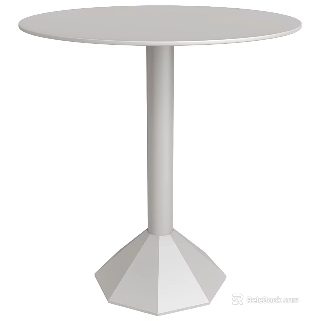 Modern White Corner Table With Round Top Cylindrical Leg And Geometric Base 3d model 