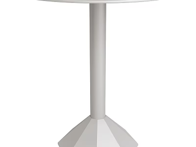 Modern White Corner Table With Round Top Cylindrical Leg And Geometric Base 3d model